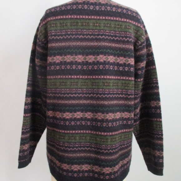 Wool Sweater Tunic Length Henley Neckline Button Front Jewel Tones Scandi Style - Picture 4 of 10